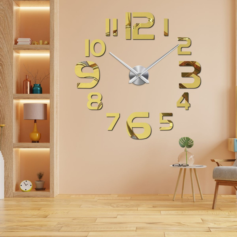 Adhesive mirror wall clock