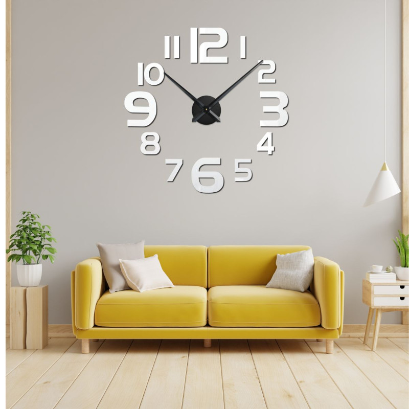 Adhesive mirror wall clock