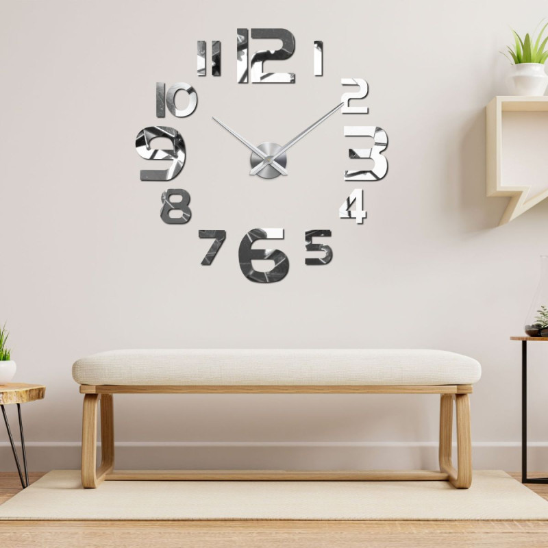 Adhesive mirror wall clock