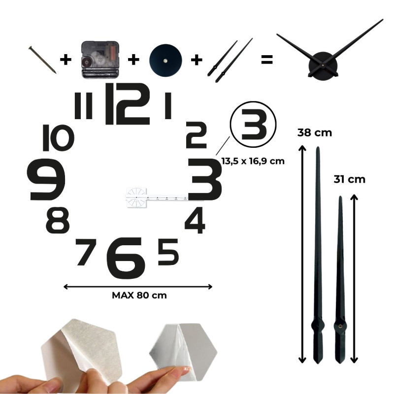 Adhesive mirror wall clock - AKCENT