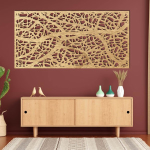 Wooden picture decor on the wall made of wooden plywood...