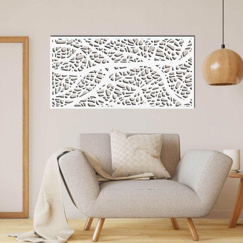 Wooden carved picture with a floral motif for the wall, decoration for the living room and interior.