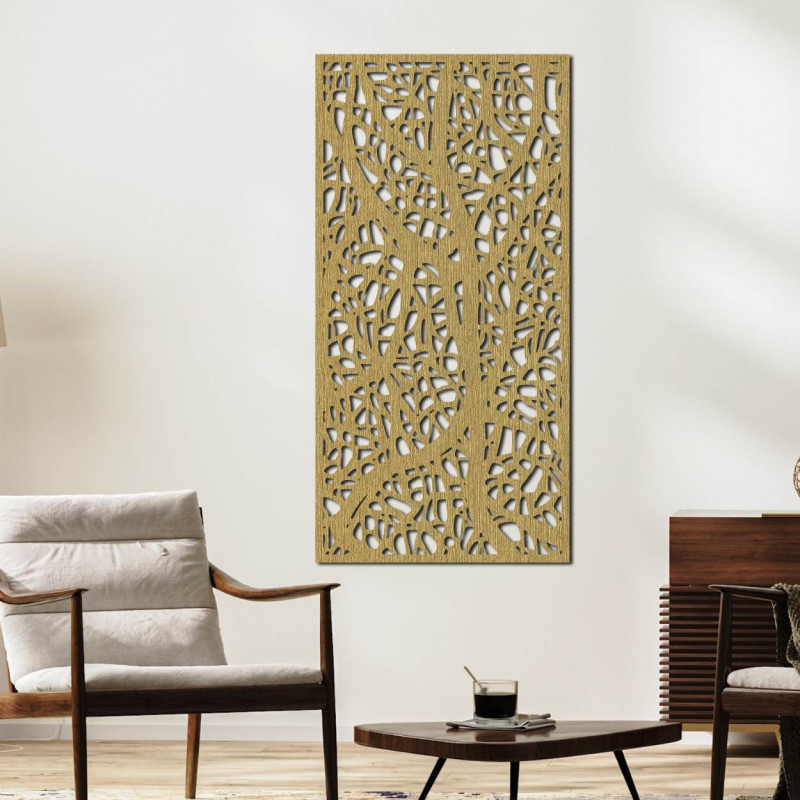 Wooden carved picture with a floral motif for the wall, decoration for the living room and interior.