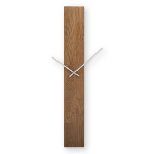 Wooden wall clock with black metal mechanism