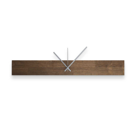 Wooden wall clock with black metal mechanism