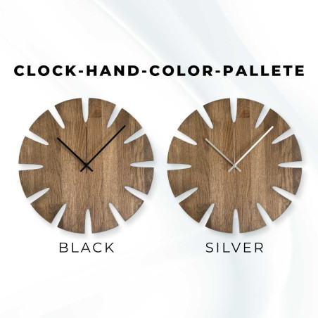 Large wall clock made of solid wood with a subtle minimalist look. Large wall clock made of solid wood with a subtle minimalist look.