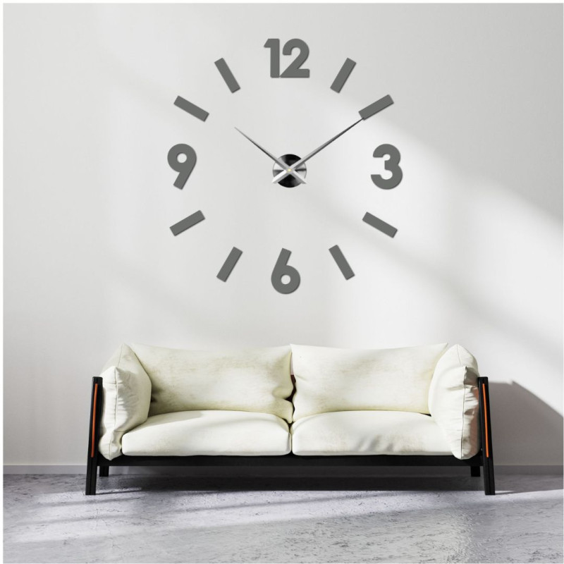 Gold 3D adhesive wall clock, modern decoration for the living room and kitchen