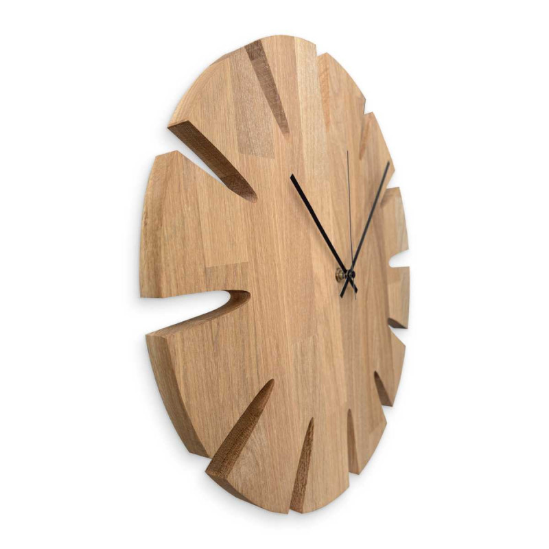 Simple and practical clock with a wooden surface suitable for the office.