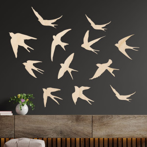 Wooden wall decorations flying birds - FLOCK