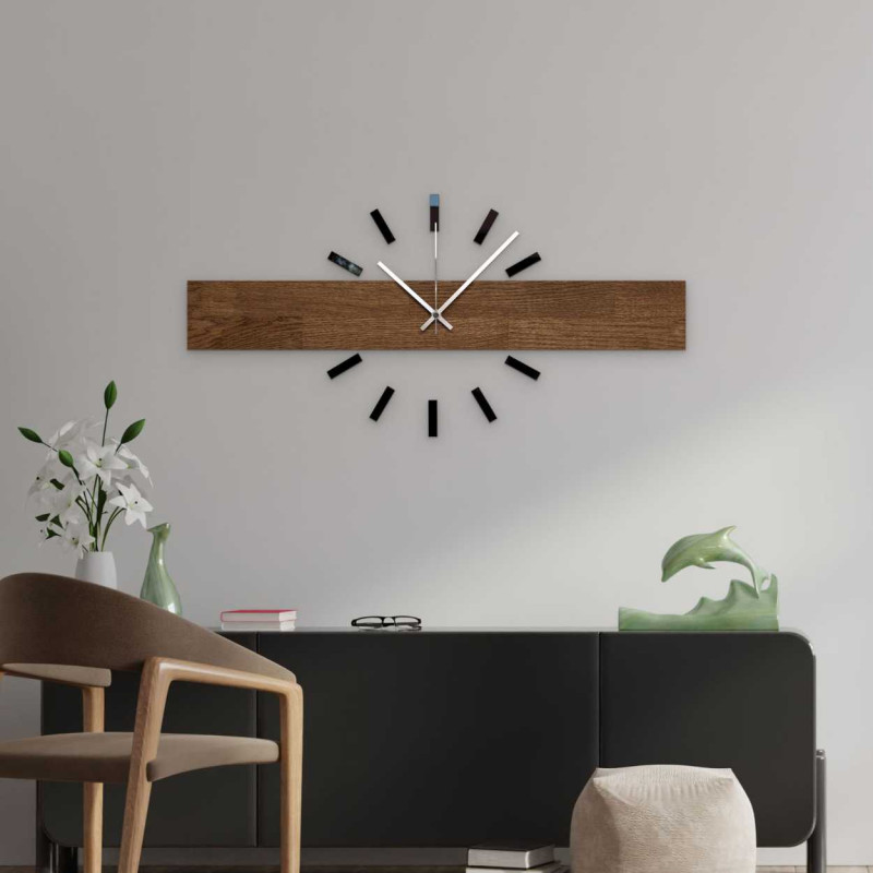 Luxurious large clock made of natural wood as a stylish decoration.
