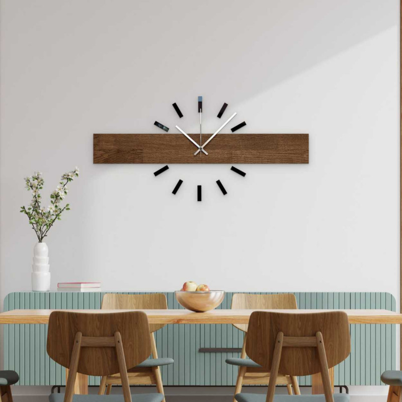 Modern wooden wall clock with an elegant design for the living room.