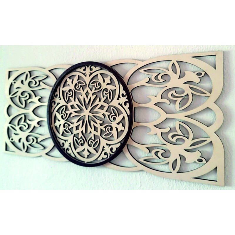 Wooden carved mandala painting, harmonious wall decoration