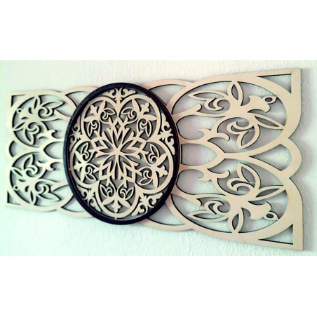 Wooden carved mandala painting, harmonious wall decoration