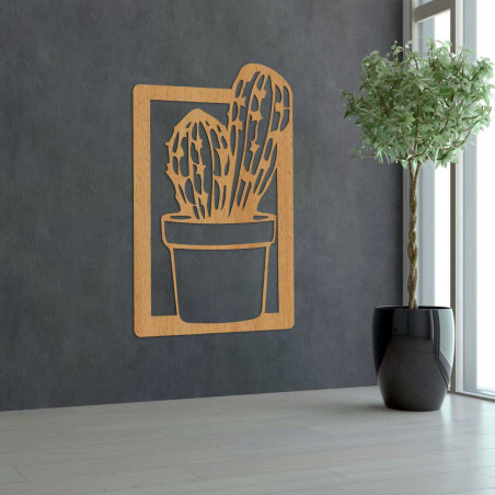 Carved wooden picture with a cactus motif, suitable for the living room or kitchen. Carved wooden picture with a cactus motif, suitable for the living room or kitchen.