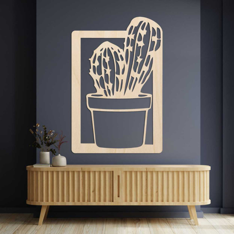 Modern cut wooden wall decor  - CACTUS MAGNU |...