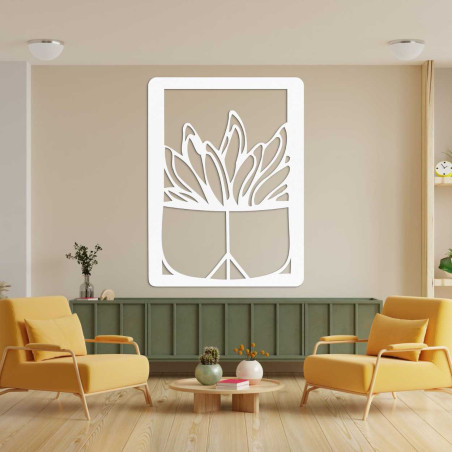 Stylish large wooden picture with a cactus motif for the interior Stylish large wooden picture with a cactus motif for the interior