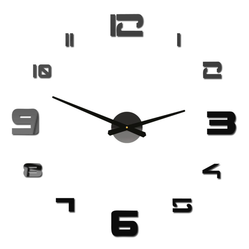 Modern clock made of shiny plexiglass, easy installation.