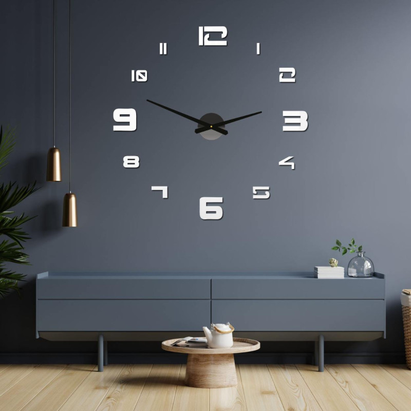 Elegant clock made of plexiglass, adjustable diameter up to 130 cm.
