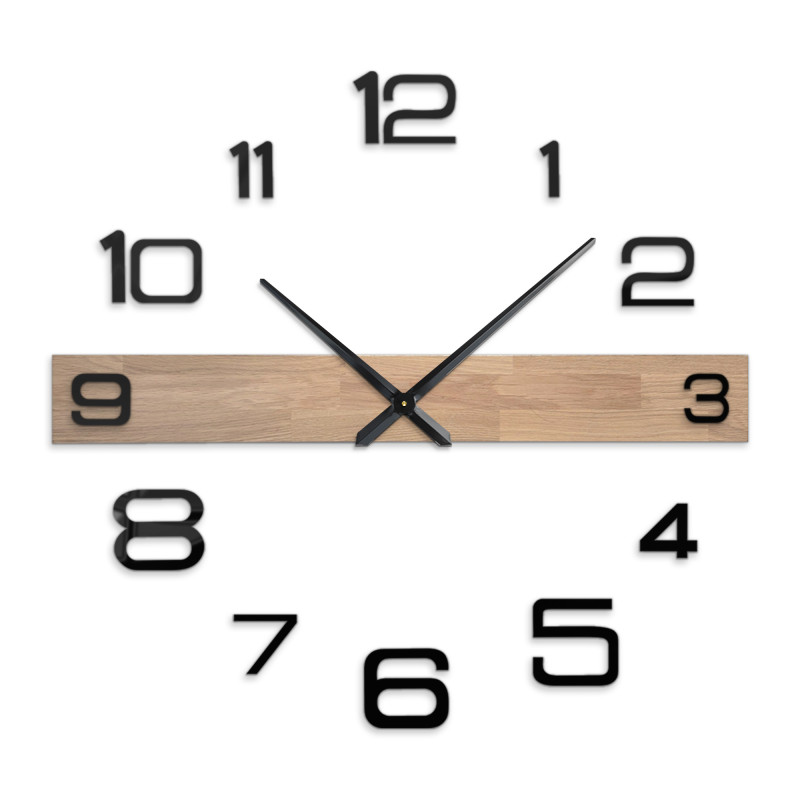 Luxurious wooden wall clock with a minimalist design and contrasting numbers.