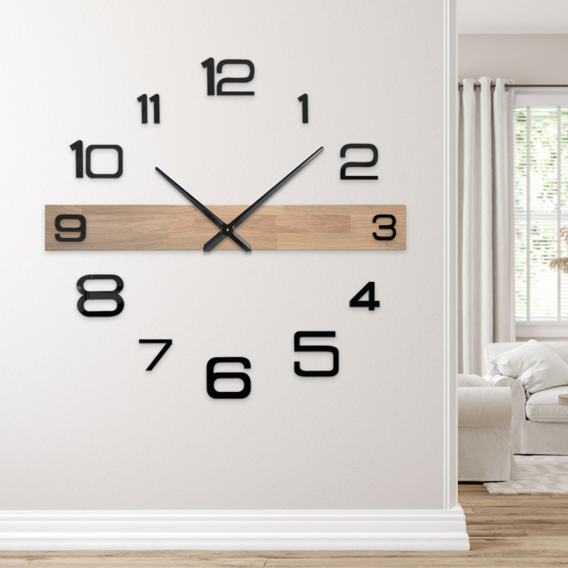Elegant wooden clock with black numerals, ideal as interior decoration.