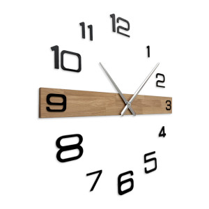 Luxurious wooden wall clock with a minimalist design and contrasting numbers. 2
