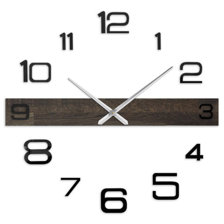 Stylish wooden clock for the living room with distinctive numbers and elegant hands.