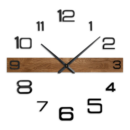 Wooden kitchen clock with dark wood and bright black numbers. Wooden kitchen clock with dark wood and bright black numbers.
