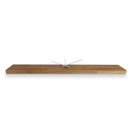 Luxurious wooden clock with a dark wooden band and black Arabic numerals. Luxurious wooden clock with a dark wooden band and black Arabic numerals.