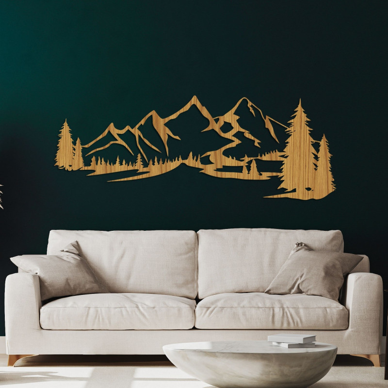 Wooden decoration with a mountain motif - style and nature in one.
