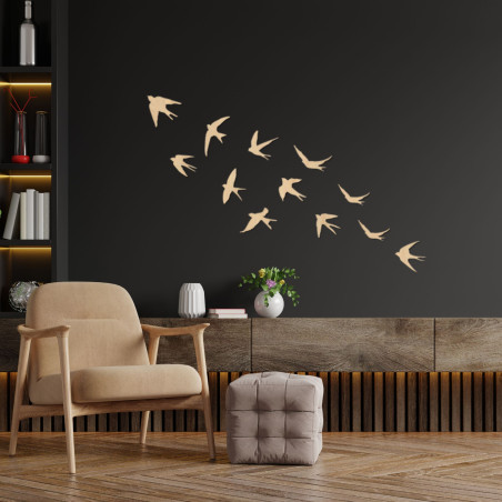 Wooden decorations of flying birds - FLOCK