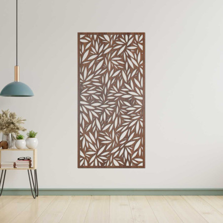 Nature-inspired wooden panel with organic leaf shapes