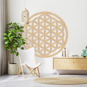 Elegant carved wooden mandala on the wall