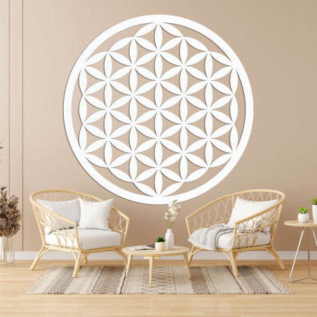 Elegant carved wooden mandala on the wall