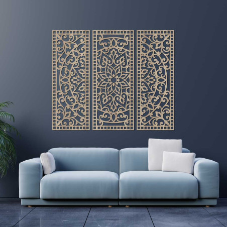Wooden multi-piece mandala wall decoration