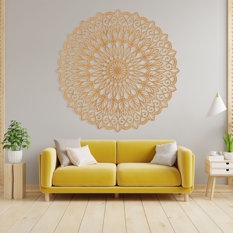 Wooden image. The flower of life is a symbol that represents harmony.