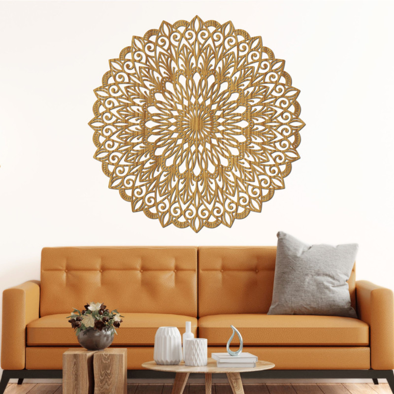 Wooden image. The flower of life is a symbol that represents harmony.