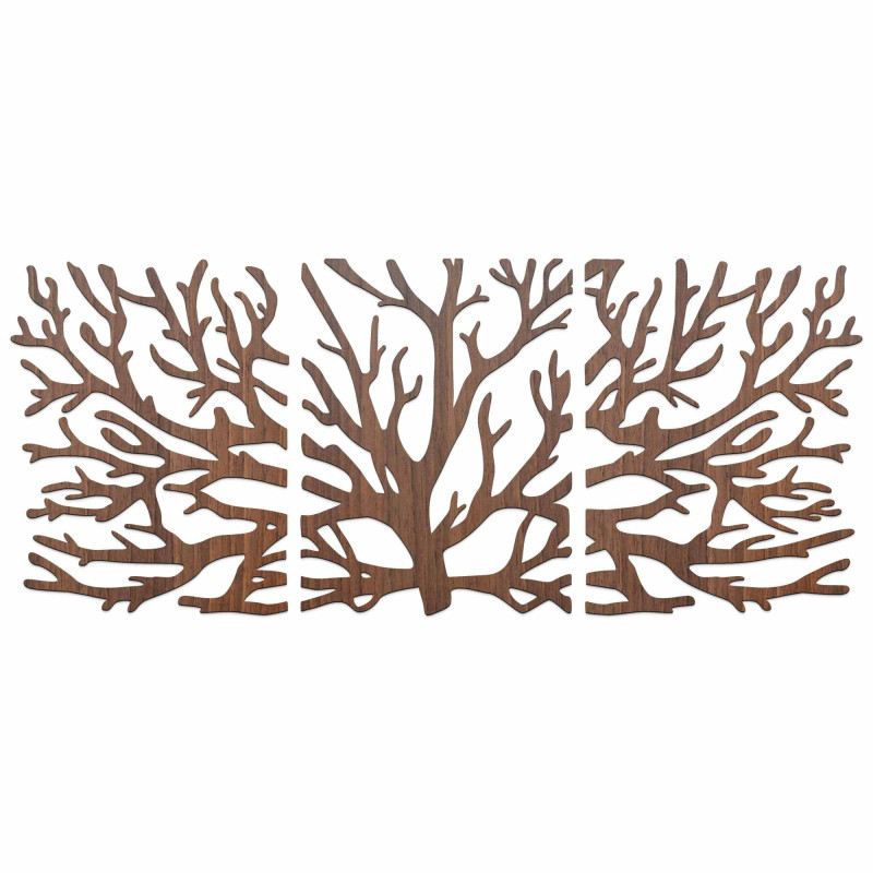 Three-piece picture of branches - Modern tree branches on the wall