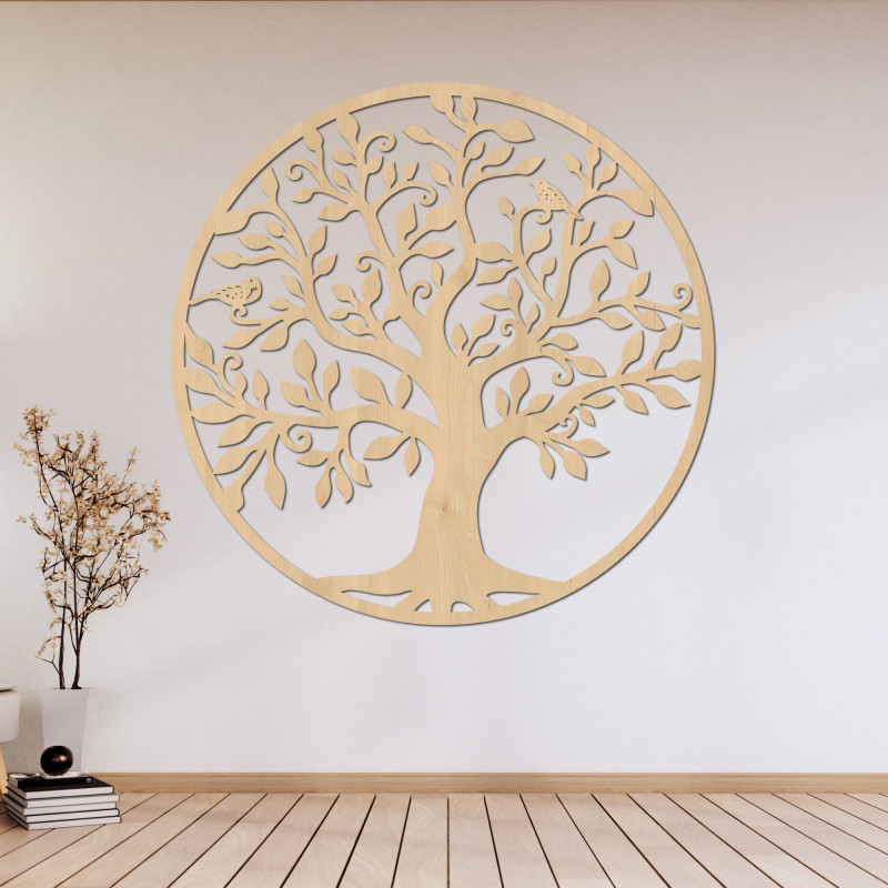 Wooden picture of the tree of life and harmony