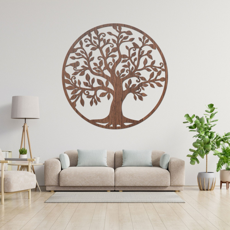 Wooden picture of the tree of life and harmony