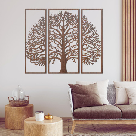 Wooden Wall Art: Tree of Life in 3 Panels