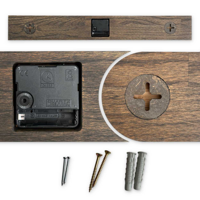 Handmade horizontal oak wall clock - CRYSA