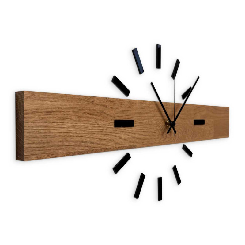 Simple and inexpensive wooden clock as a universal wall decoration.