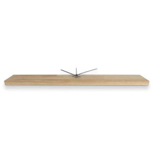 Wooden wall clock with a narrow rectangular shape and black hands 2