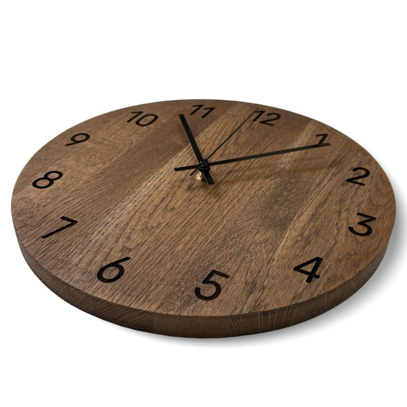Handcrafted wall clock made of quality oak