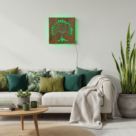 LED light painting tree of life - wooden decoration with RGB LED backlight, n