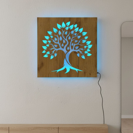 Backlit wooden picture "Tree of Life" LED wall decoration | BAKE