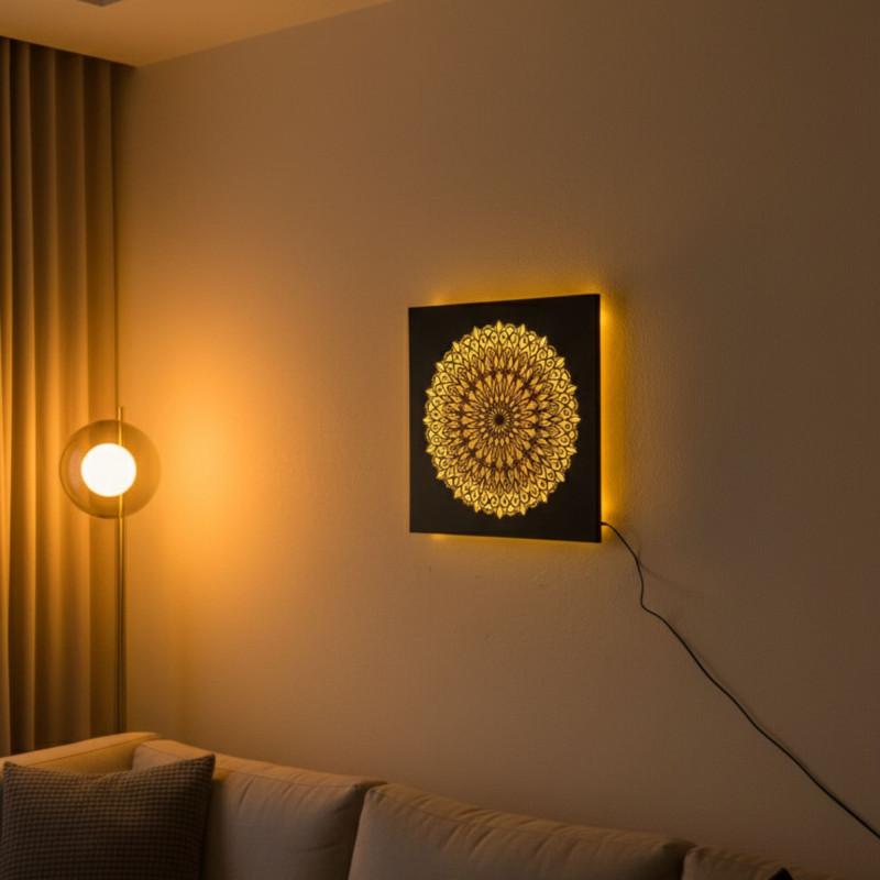 LED wooden painting Mandala – backlit mandala |...