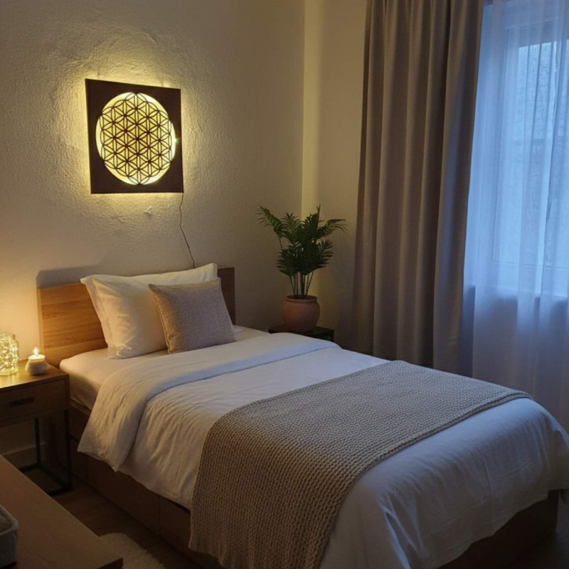 Backlit wooden painting Flower of Life – LED...