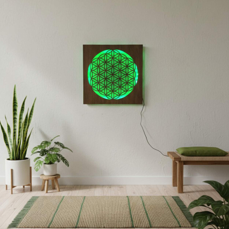 Wooden mandala with LED backlight - ideal as a table decoration or a gift for harmony lovers.