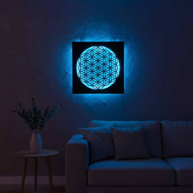 Wooden mandala with LED backlight - ideal as a table decoration or a gift for harmony lovers.